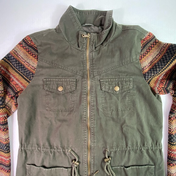 Cotton Cargo Jacket with Wool Blend Blanket Sleeves, Adjustable Waist, Mossimo - Picture 3 of 14